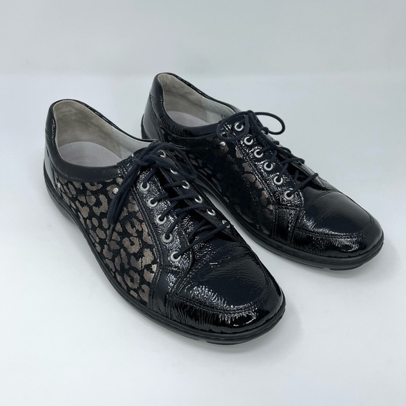 Like New, Waldlaufer Janina Cheetah Metallic Patent Leather Sneakers Black 8 US - Picture 4 of 9